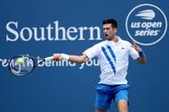 Novak Djokovic plays a forehand at 2020 W&S Open